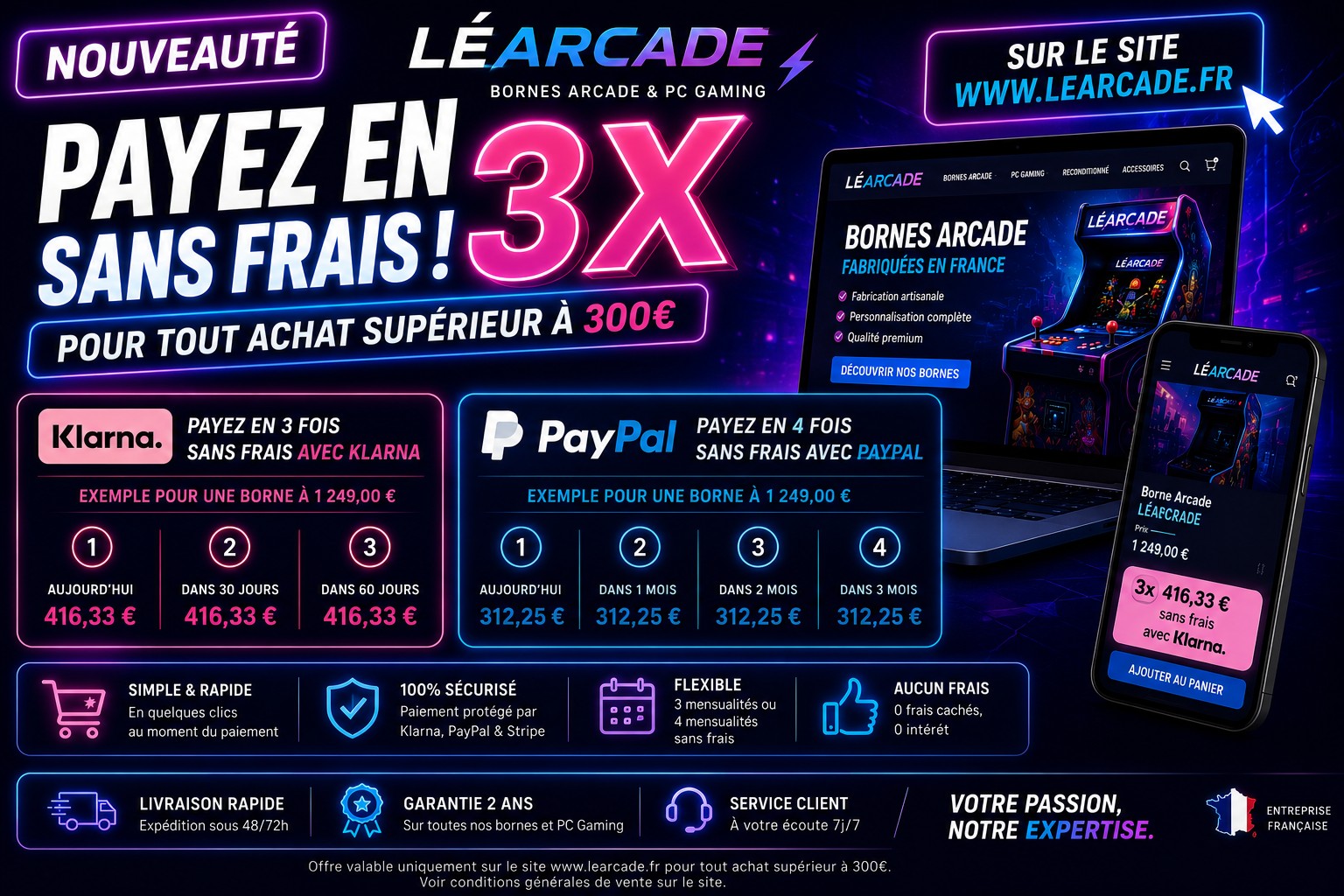 Paiement en plusieurs fois sans frais !!!